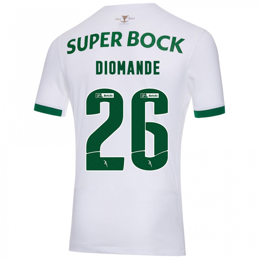 Niño Camiseta Ousmane Diomande #26 Blanco Verde 2ª Equipación 2024/25 La Camisa Chile