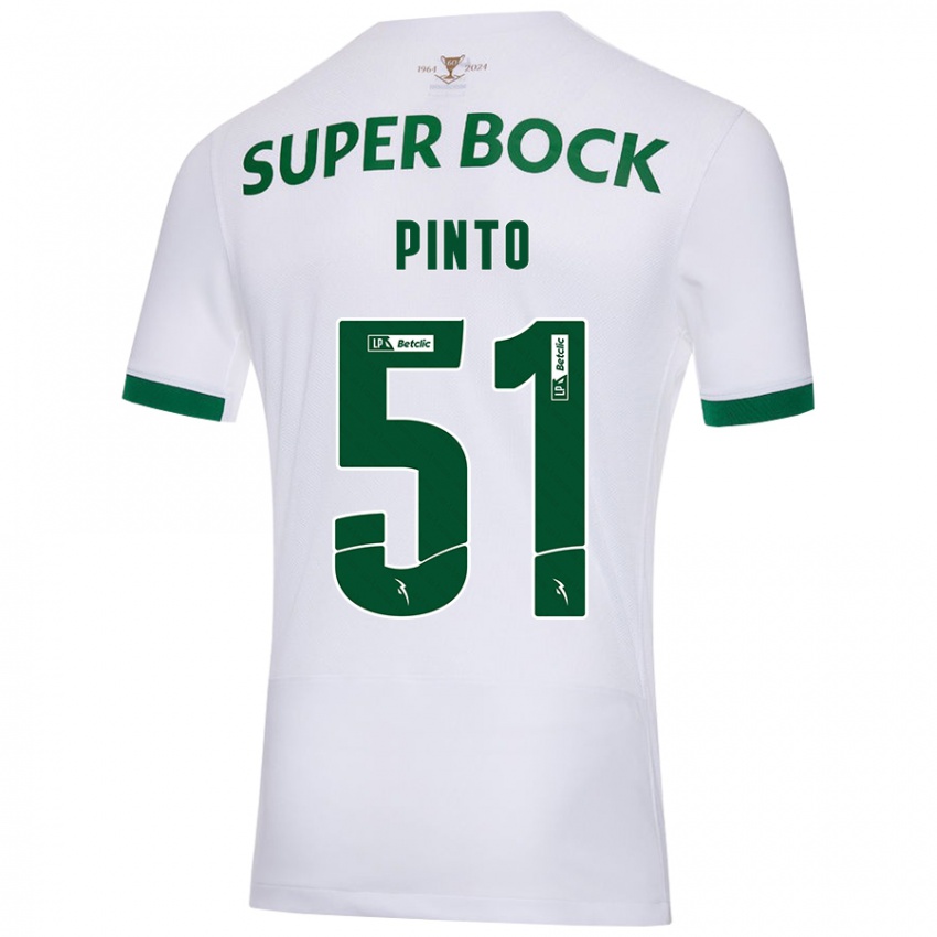 Niño Camiseta Diogo Pinto #51 Blanco Verde 2ª Equipación 2024/25 La Camisa Chile