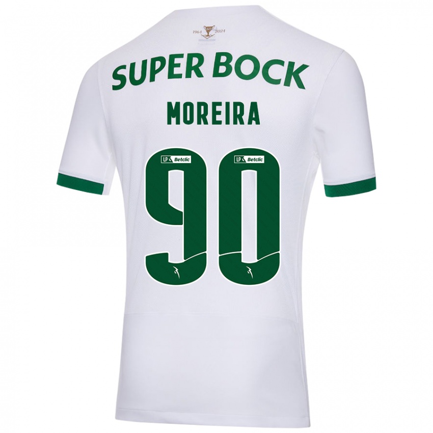 Niño Camiseta Afonso Moreira #90 Blanco Verde 2ª Equipación 2024/25 La Camisa Chile