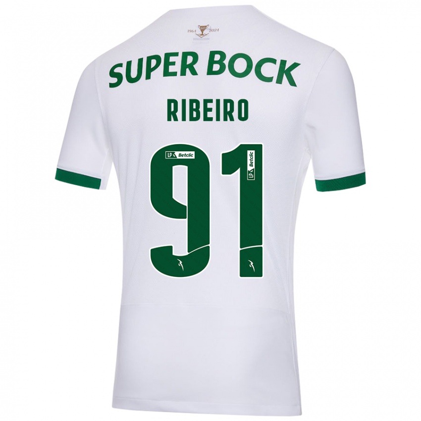 Niño Camiseta Rodrigo Ribeiro #91 Blanco Verde 2ª Equipación 2024/25 La Camisa Chile