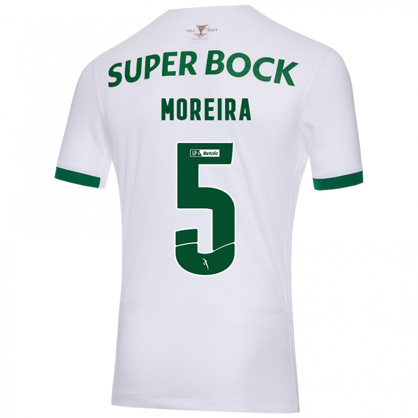 Niño Camiseta David Moreira #5 Blanco Verde 2ª Equipación 2024/25 La Camisa Chile