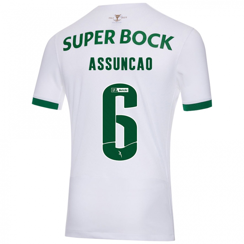 Niño Camiseta João Assunção #6 Blanco Verde 2ª Equipación 2024/25 La Camisa Chile