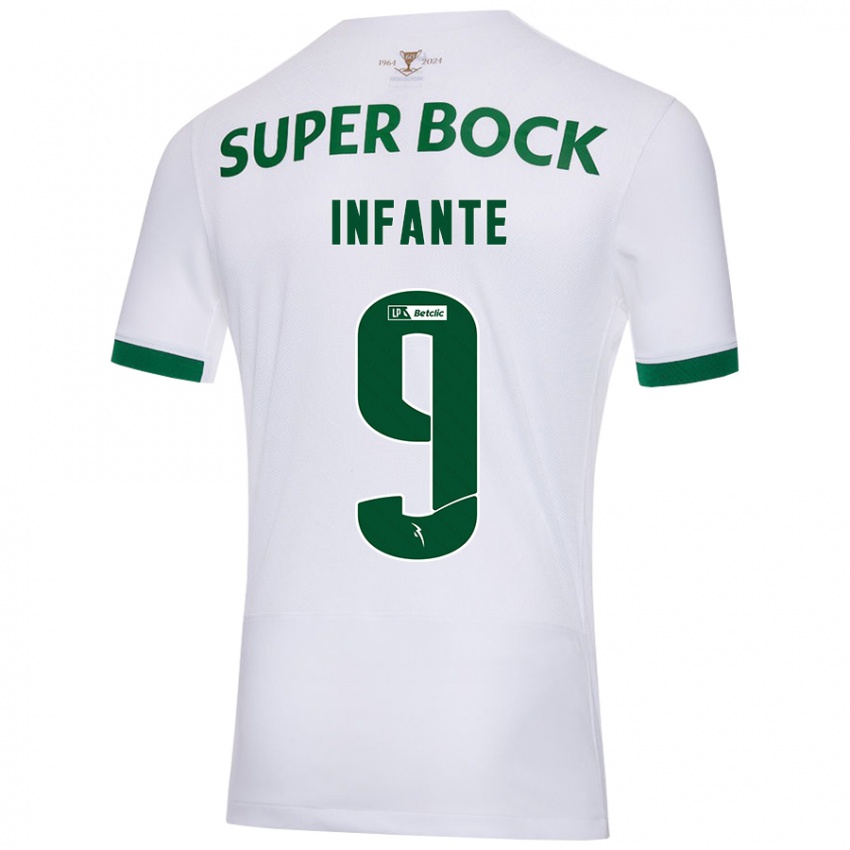 Niño Camiseta João Infante #9 Blanco Verde 2ª Equipación 2024/25 La Camisa Chile