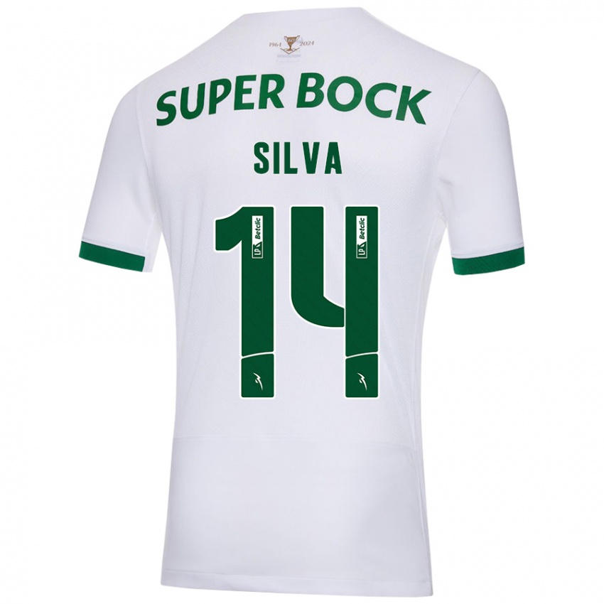 Niño Camiseta Guilherme Silva #14 Blanco Verde 2ª Equipación 2024/25 La Camisa Chile