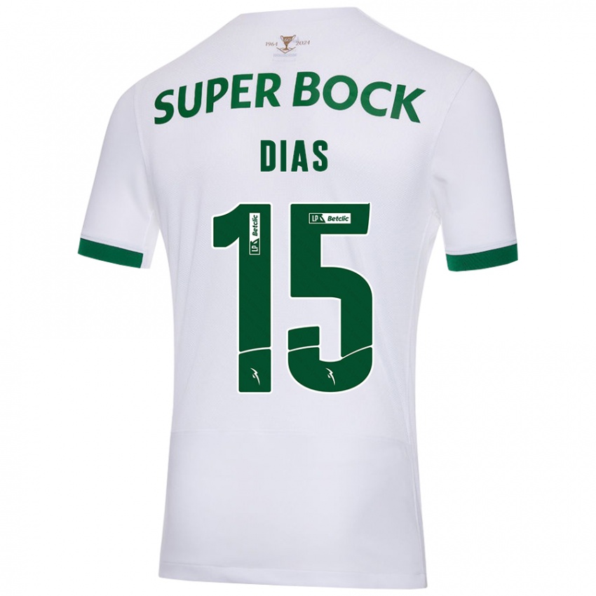 Niño Camiseta Rodrigo Dias #15 Blanco Verde 2ª Equipación 2024/25 La Camisa Chile