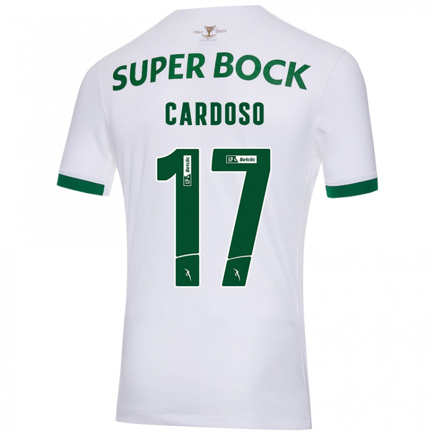 Niño Camiseta Diogo Cardoso #17 Blanco Verde 2ª Equipación 2024/25 La Camisa Chile