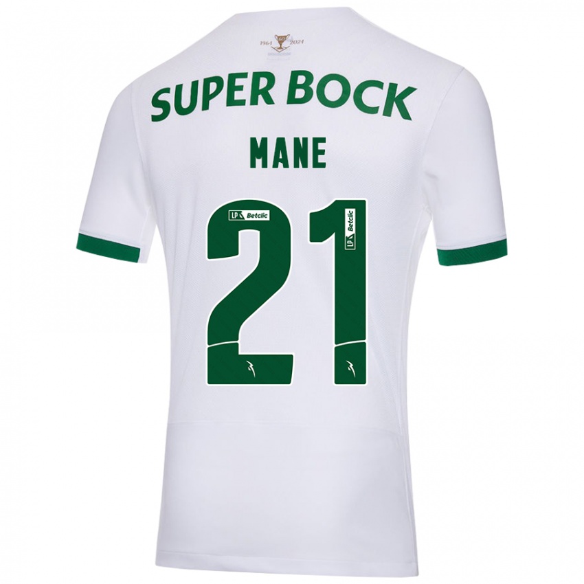 Niño Camiseta Isnaba Mané #21 Blanco Verde 2ª Equipación 2024/25 La Camisa Chile