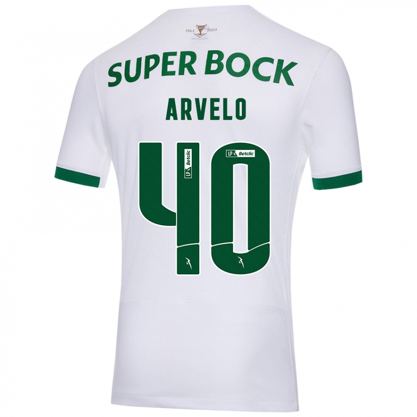 Niño Camiseta Adam Arvelo #40 Blanco Verde 2ª Equipación 2024/25 La Camisa Chile