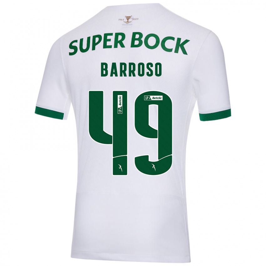 Niño Camiseta Leonardo Barroso #49 Blanco Verde 2ª Equipación 2024/25 La Camisa Chile