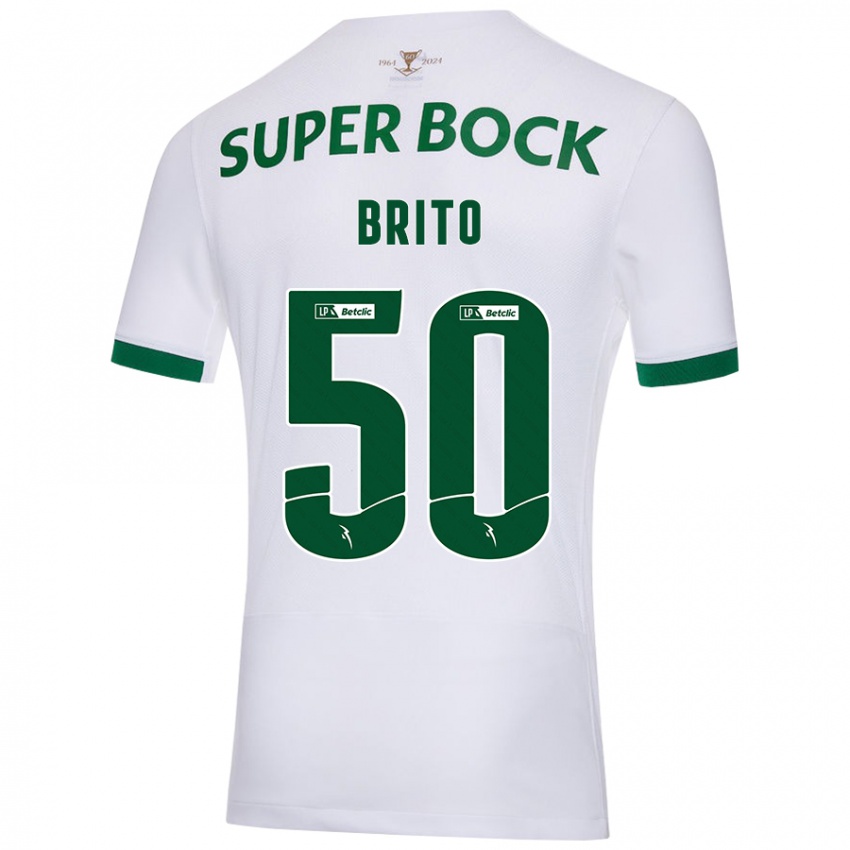 Niño Camiseta Alexandre Brito #50 Blanco Verde 2ª Equipación 2024/25 La Camisa Chile