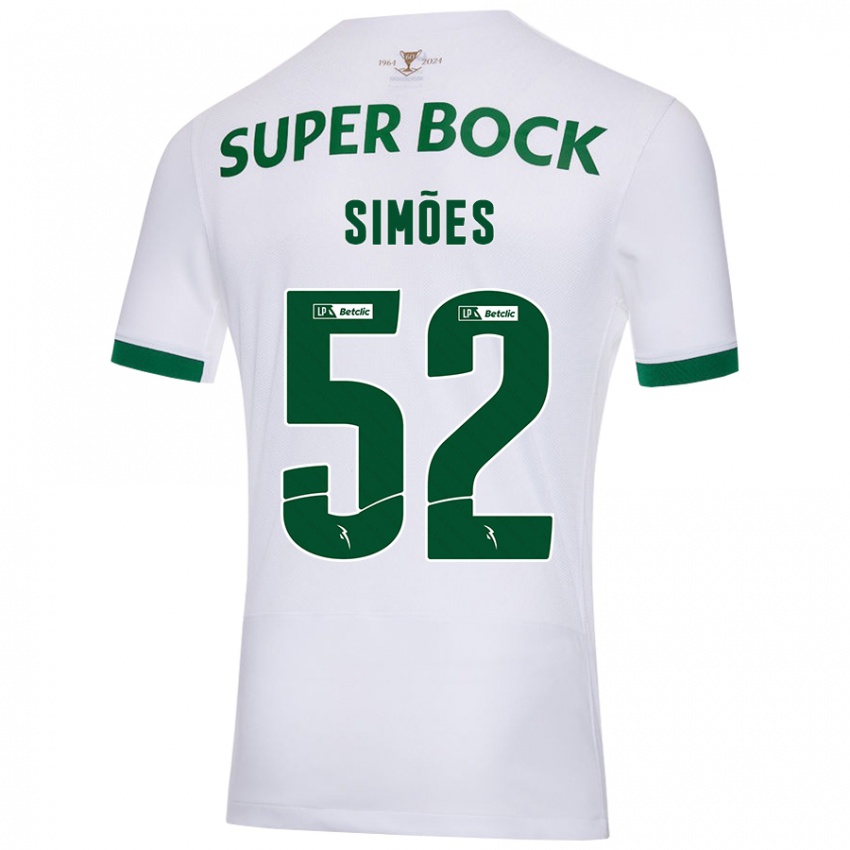 Niño Camiseta João Simões #52 Blanco Verde 2ª Equipación 2024/25 La Camisa Chile