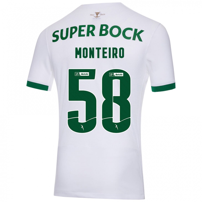 Niño Camiseta David Monteiro #58 Blanco Verde 2ª Equipación 2024/25 La Camisa Chile