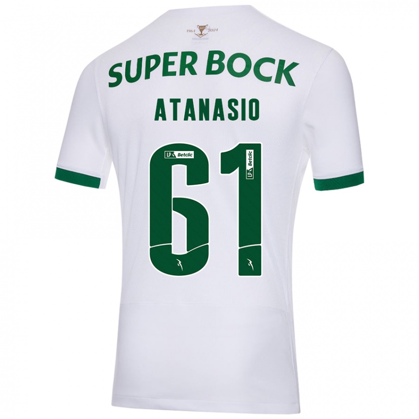 Niño Camiseta Atanásio #61 Blanco Verde 2ª Equipación 2024/25 La Camisa Chile