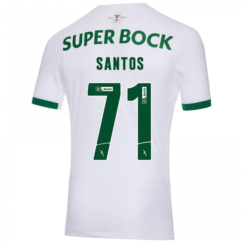 Niño Camiseta Denilson Santos #71 Blanco Verde 2ª Equipación 2024/25 La Camisa Chile