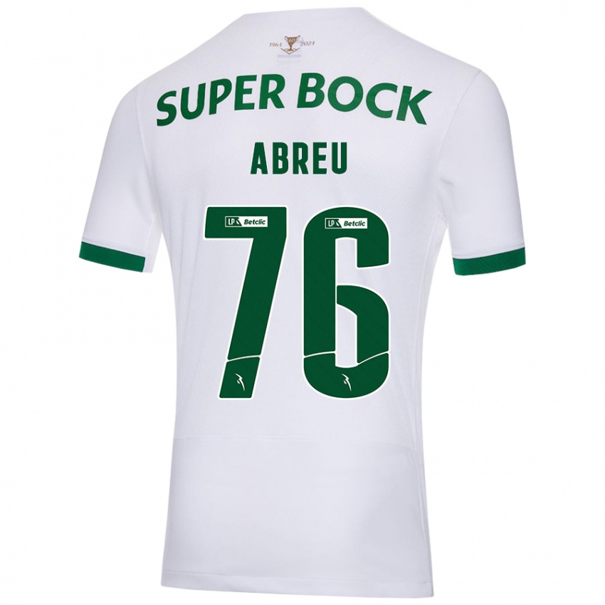 Niño Camiseta Diogo Abreu #76 Blanco Verde 2ª Equipación 2024/25 La Camisa Chile