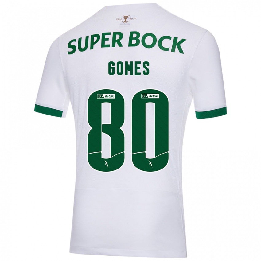 Niño Camiseta Luís Gomes #80 Blanco Verde 2ª Equipación 2024/25 La Camisa Chile