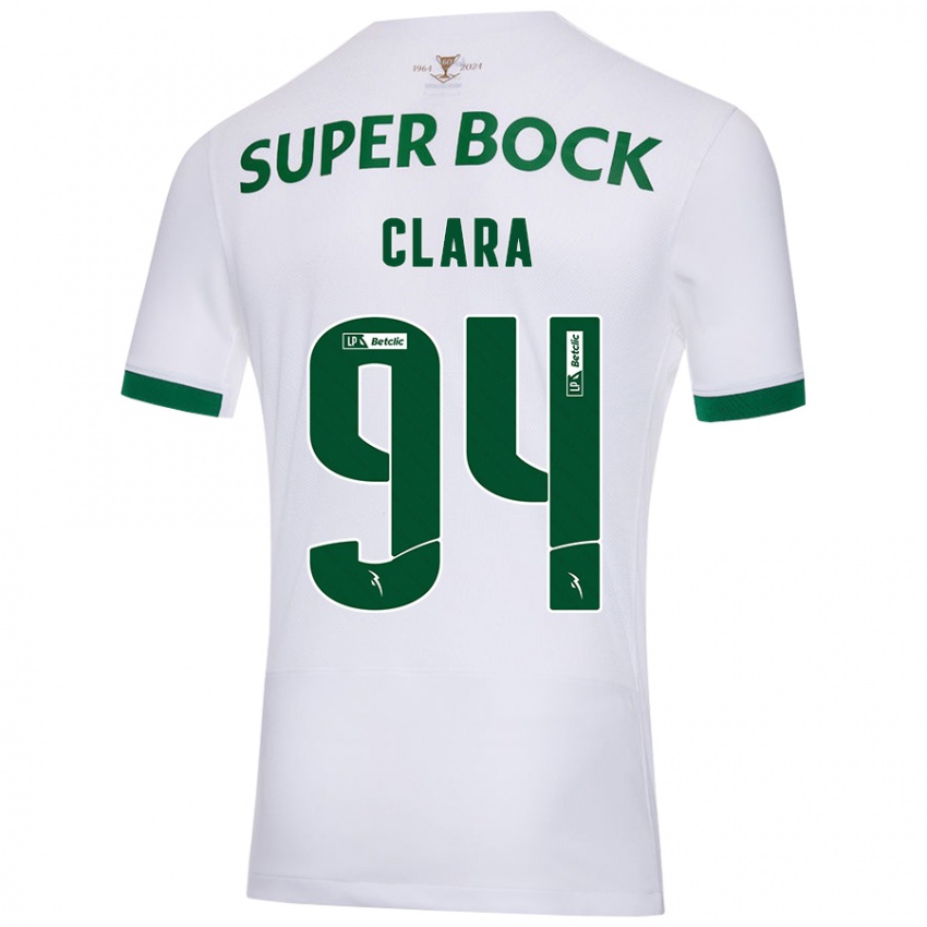 Niño Camiseta Diogo Clara #94 Blanco Verde 2ª Equipación 2024/25 La Camisa Chile