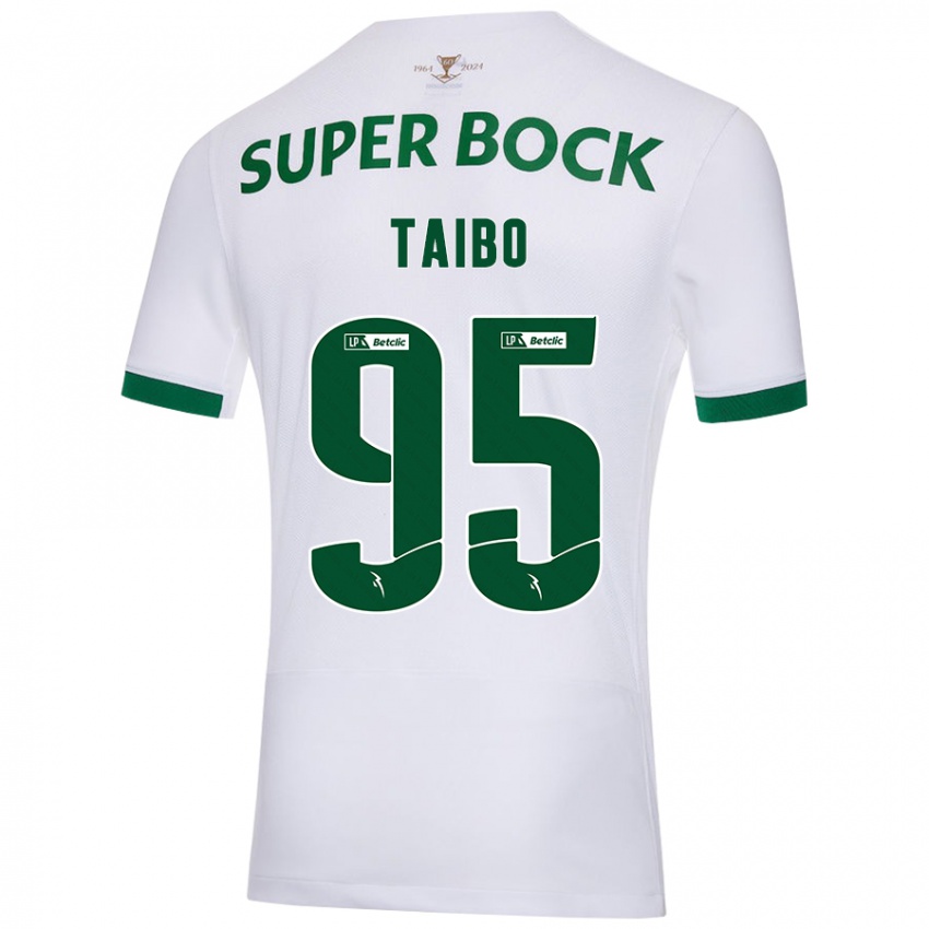 Niño Camiseta Lucas Taibo #95 Blanco Verde 2ª Equipación 2024/25 La Camisa Chile