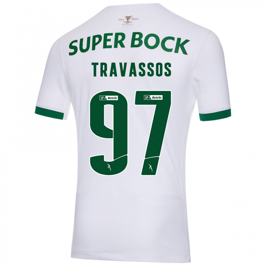 Niño Camiseta Travassos #97 Blanco Verde 2ª Equipación 2024/25 La Camisa Chile