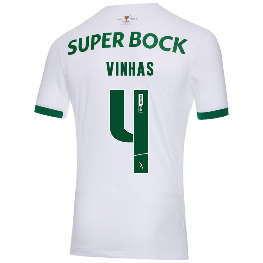 Niño Camiseta Gabriela Vinhas #4 Blanco Verde 2ª Equipación 2024/25 La Camisa Chile