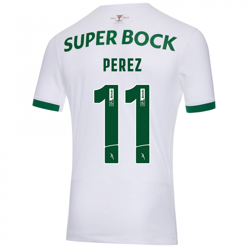 Niño Camiseta Brenda Pérez #11 Blanco Verde 2ª Equipación 2024/25 La Camisa Chile