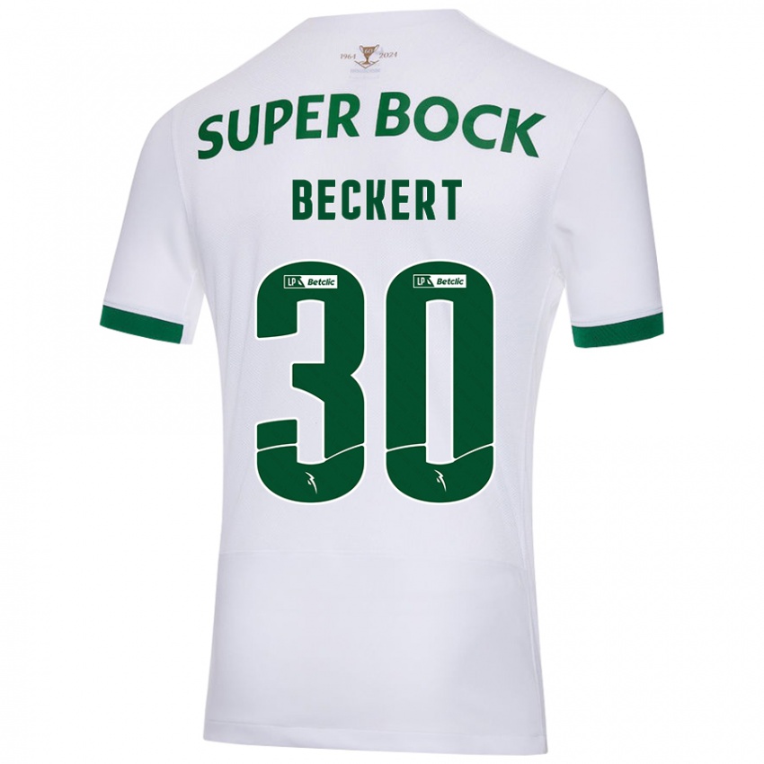 Niño Camiseta Carolina Beckert #30 Blanco Verde 2ª Equipación 2024/25 La Camisa Chile