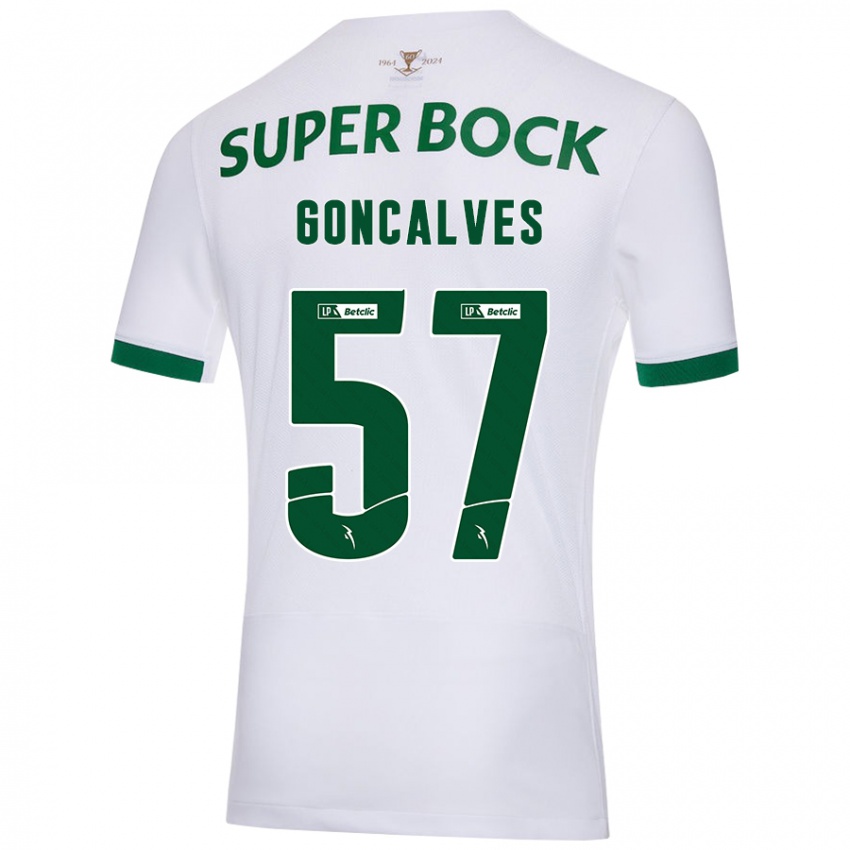 Niño Camiseta Inês Gonçalves #57 Blanco Verde 2ª Equipación 2024/25 La Camisa Chile