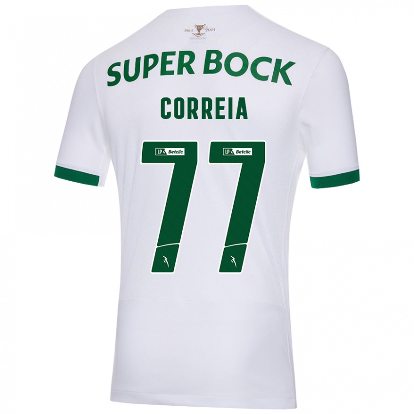 Niño Camiseta Alícia Correia #77 Blanco Verde 2ª Equipación 2024/25 La Camisa Chile