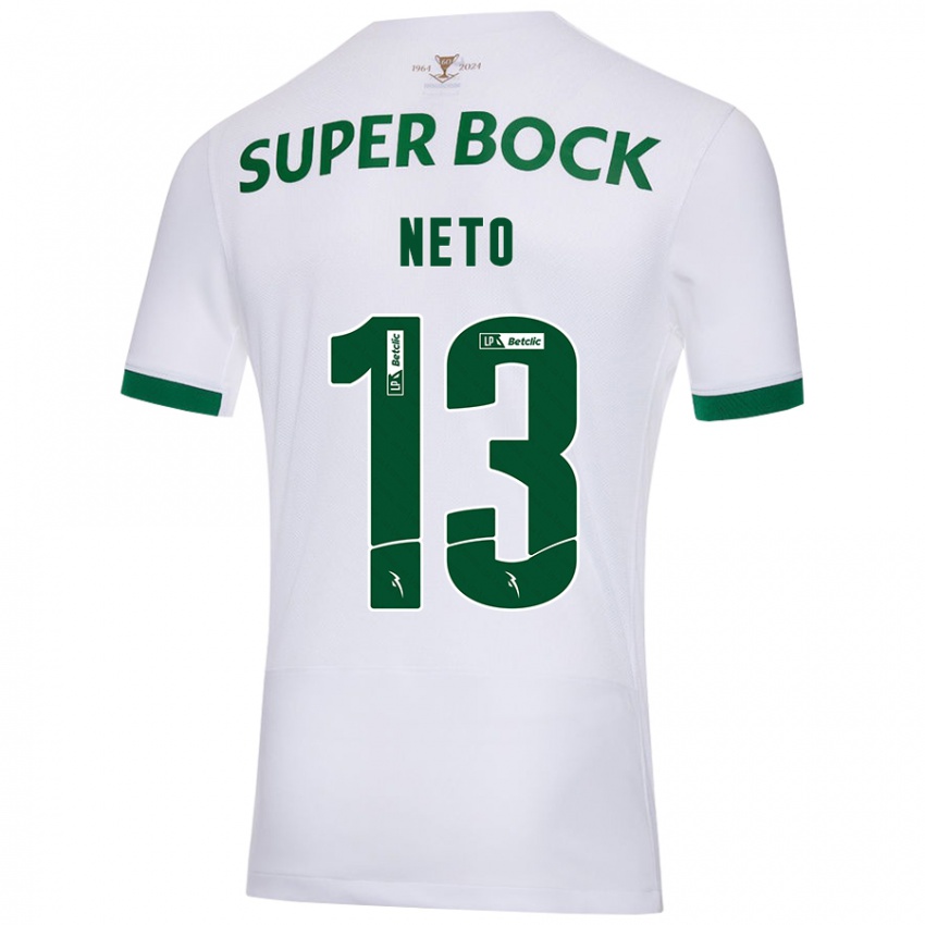 Niño Camiseta Luís Neto #13 Blanco Verde 2ª Equipación 2024/25 La Camisa Chile