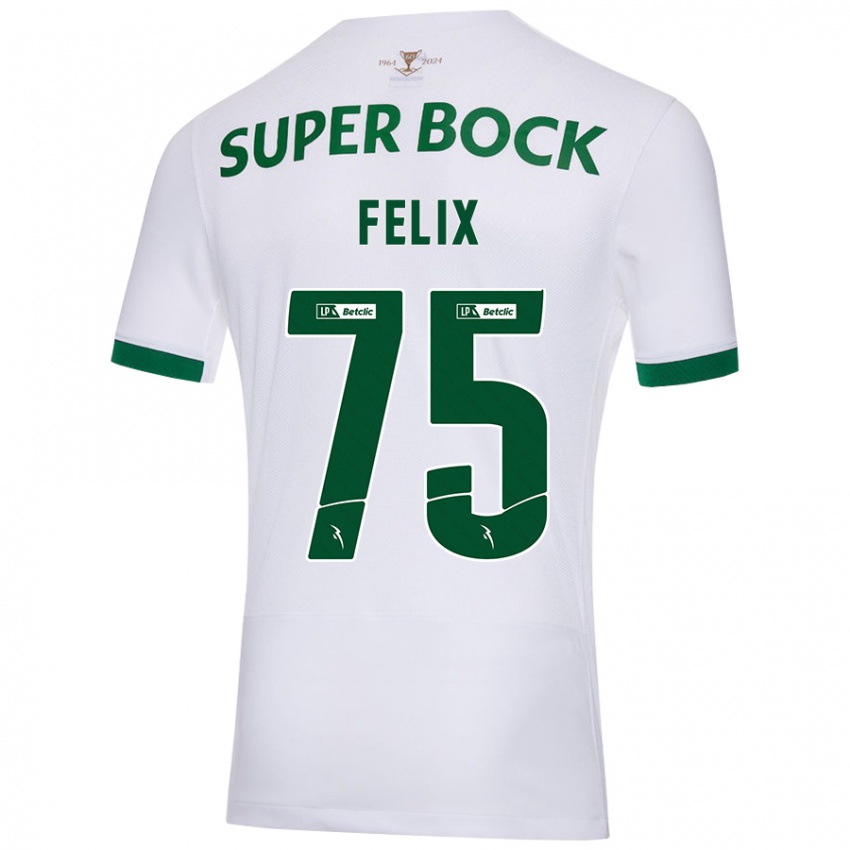 Niño Camiseta Vando Félix #75 Blanco Verde 2ª Equipación 2024/25 La Camisa Chile