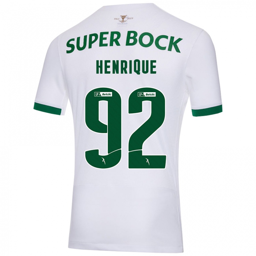 Niño Camiseta Eduardo Henrique #92 Blanco Verde 2ª Equipación 2024/25 La Camisa Chile