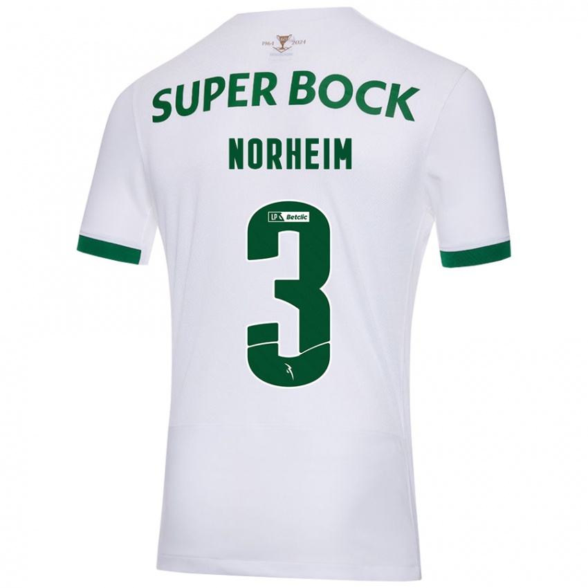 Niño Camiseta Andrea Norheim #3 Blanco Verde 2ª Equipación 2024/25 La Camisa Chile