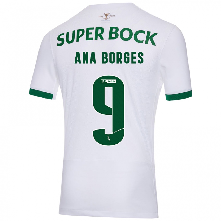 Niño Camiseta Ana Catarina Marques Borges #9 Blanco Verde 2ª Equipación 2024/25 La Camisa Chile