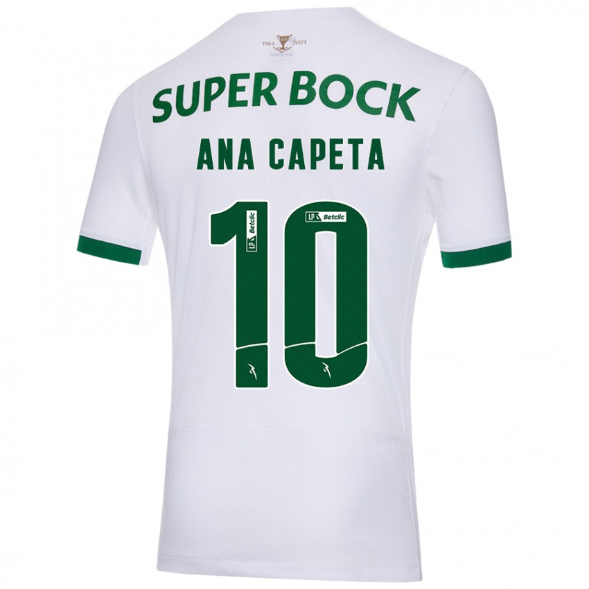 Niño Camiseta Ana Capeta #10 Blanco Verde 2ª Equipación 2024/25 La Camisa Chile