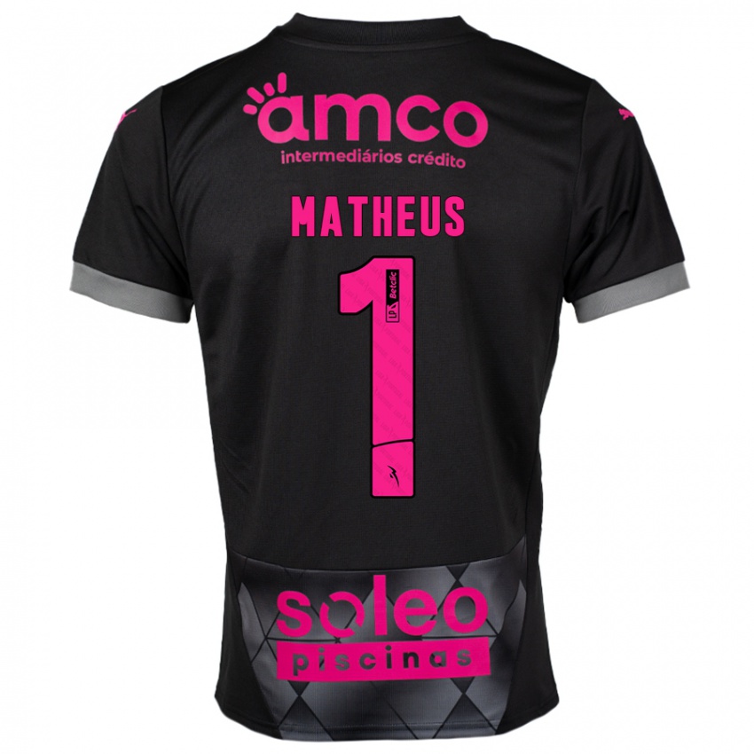 Niño Camiseta Matheus #1 Negro Rosa 2ª Equipación 2024/25 La Camisa Chile