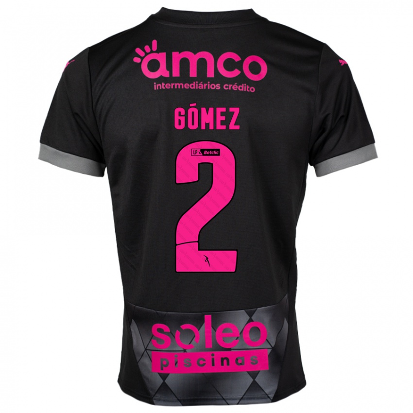 Niño Camiseta Víctor Gómez #2 Negro Rosa 2ª Equipación 2024/25 La Camisa Chile