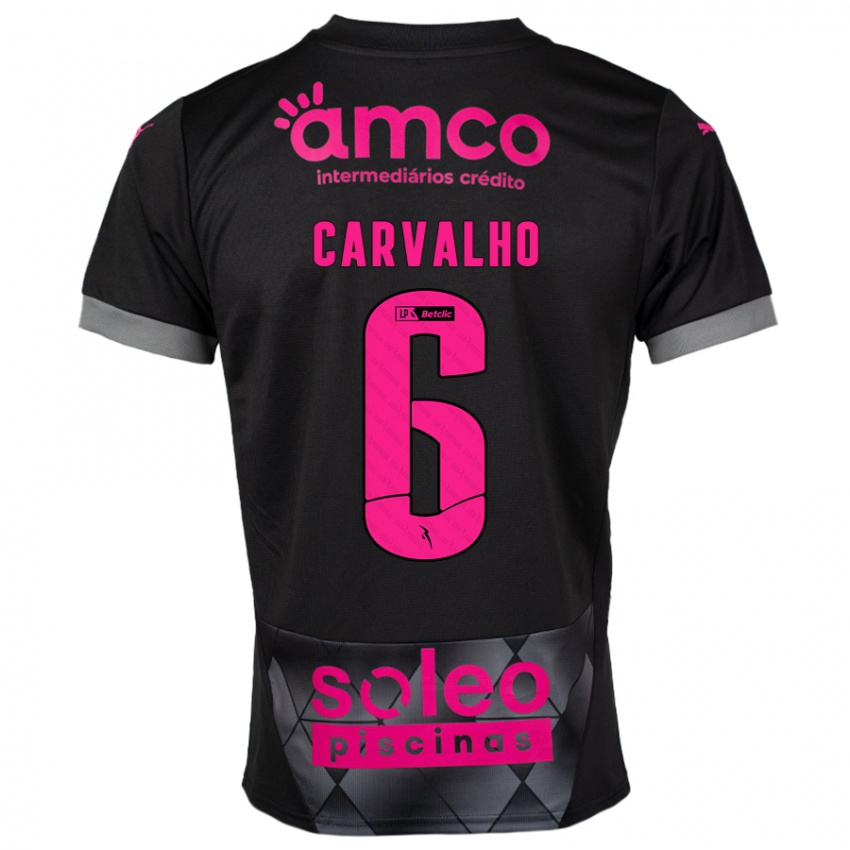 Niño Camiseta Vitor Carvalho #6 Negro Rosa 2ª Equipación 2024/25 La Camisa Chile