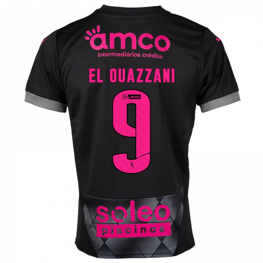 Niño Camiseta Amine El Ouazzani #9 Negro Rosa 2ª Equipación 2024/25 La Camisa Chile