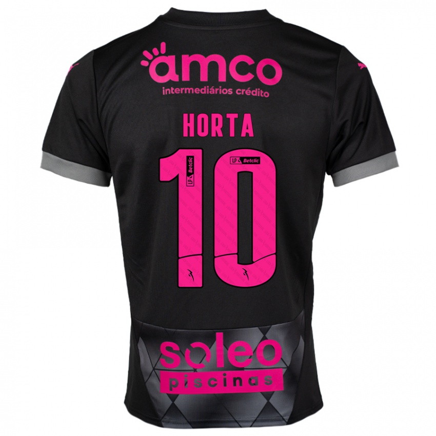 Niño Camiseta André Horta #10 Negro Rosa 2ª Equipación 2024/25 La Camisa Chile