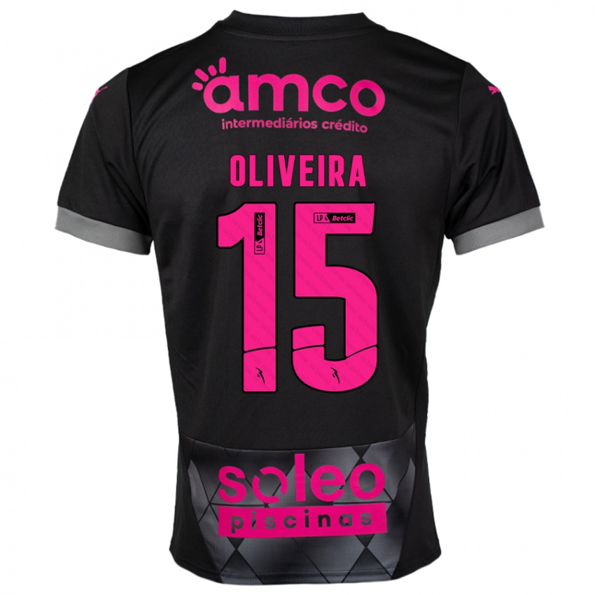 Niño Camiseta Paulo Oliveira #15 Negro Rosa 2ª Equipación 2024/25 La Camisa Chile