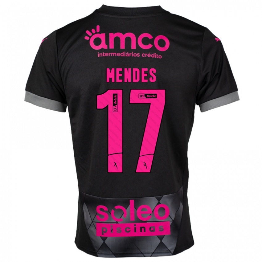 Niño Camiseta Joe Mendes #17 Negro Rosa 2ª Equipación 2024/25 La Camisa Chile