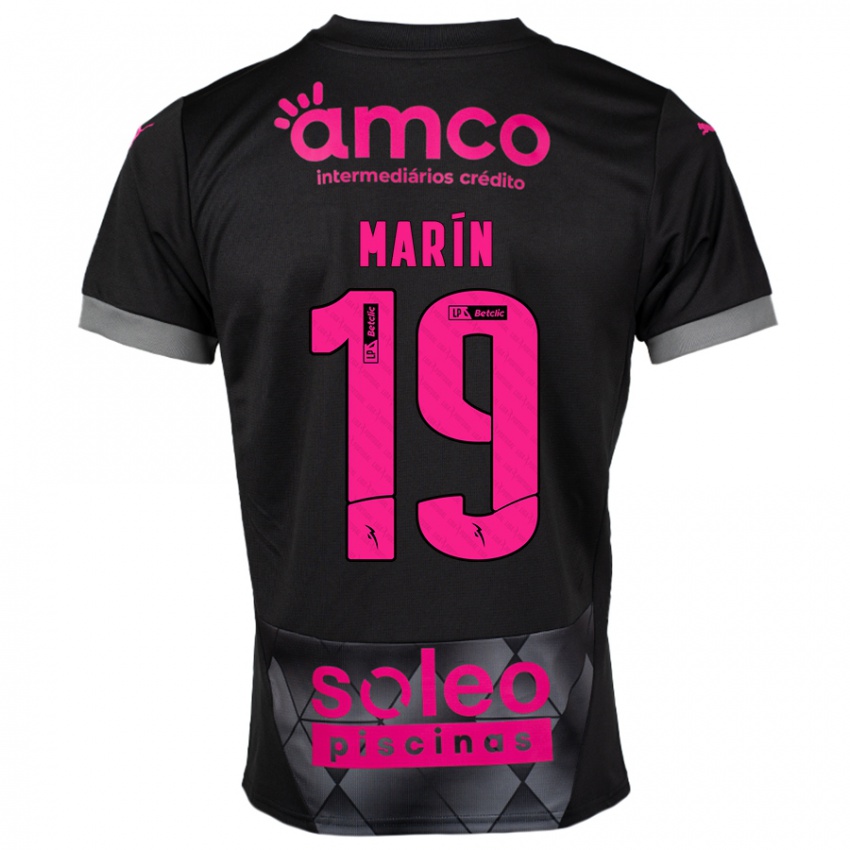 Niño Camiseta Adrián Marín #19 Negro Rosa 2ª Equipación 2024/25 La Camisa Chile