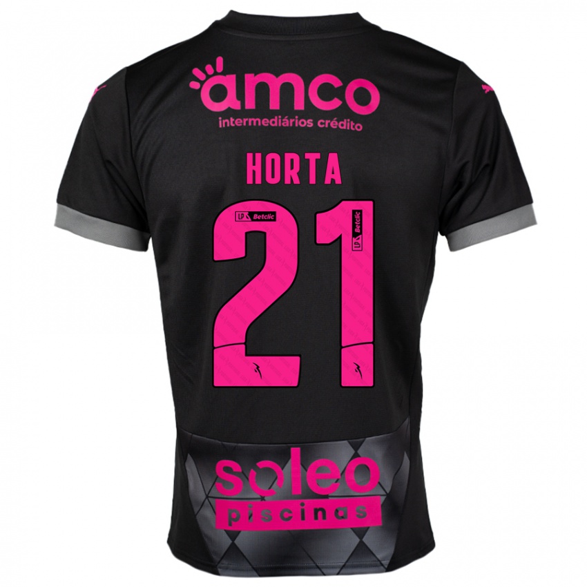 Niño Camiseta Ricardo Horta #21 Negro Rosa 2ª Equipación 2024/25 La Camisa Chile