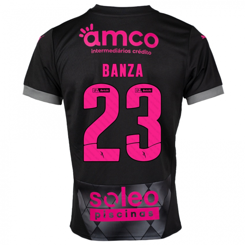 Niño Camiseta Simon Banza #23 Negro Rosa 2ª Equipación 2024/25 La Camisa Chile