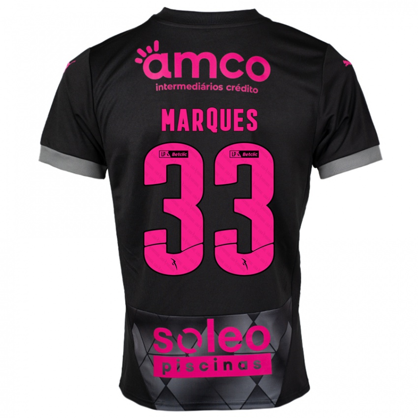 Niño Camiseta João Marques #33 Negro Rosa 2ª Equipación 2024/25 La Camisa Chile