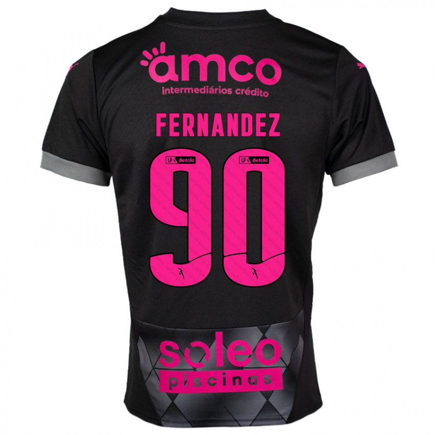 Niño Camiseta Roberto Fernández #90 Negro Rosa 2ª Equipación 2024/25 La Camisa Chile