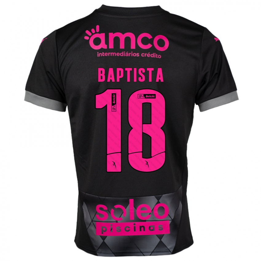 Niño Camiseta Tiago Baptista #18 Negro Rosa 2ª Equipación 2024/25 La Camisa Chile