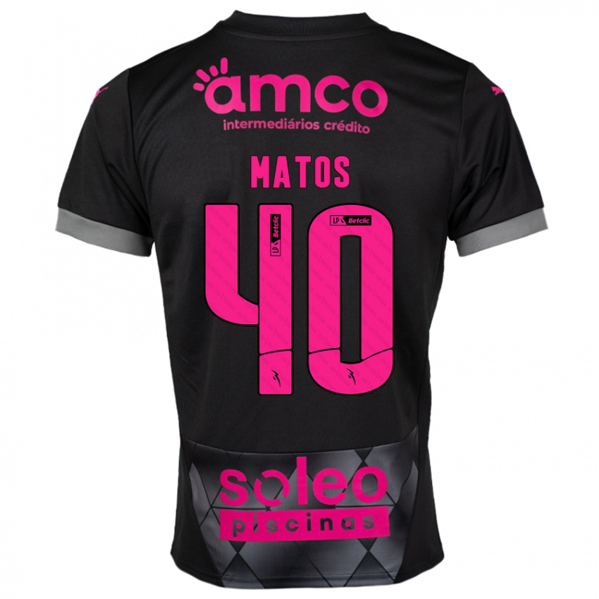 Niño Camiseta João Matos #40 Negro Rosa 2ª Equipación 2024/25 La Camisa Chile