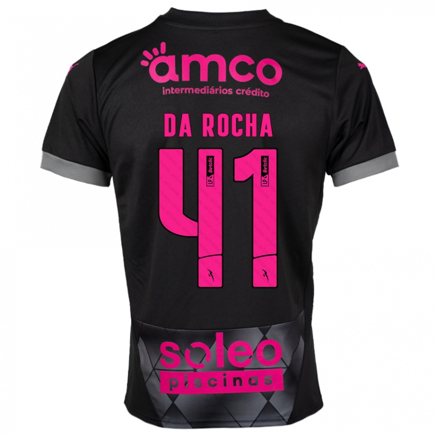 Niño Camiseta Yanis Da Rocha #41 Negro Rosa 2ª Equipación 2024/25 La Camisa Chile