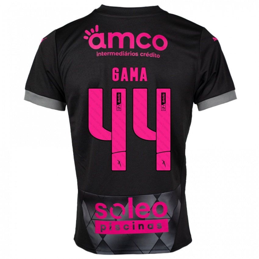 Niño Camiseta Dinis Gama #44 Negro Rosa 2ª Equipación 2024/25 La Camisa Chile